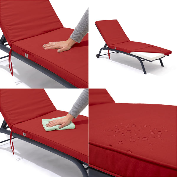 Matelas Bain de Soleil 185x60 Rouge Piment, tissu anti-UV et déperlant