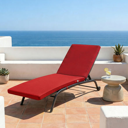 Matelas Bain de Soleil 185x60 Rouge Piment - Déhoussable & Imperméable (Transat)