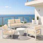 Beige garden chair cushions set, 50x60 cm, featuring backrest and seat for outdoor comfort by Deco-arts.fr.