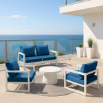 Ensemble de coussins de salon de jardin bleu pétrole pour fauteuils et canapés, assise et dossier, dimensions 50x60 cm, Deco-arts.fr