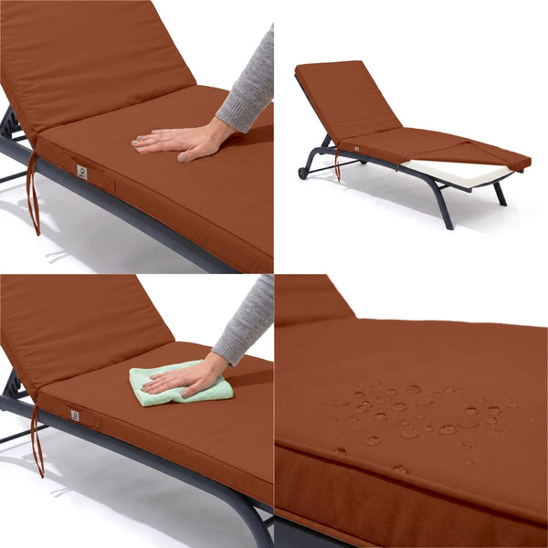 Matelas Bain de Soleil 185x60 Terracotta, tissu anti-UV et déperlant