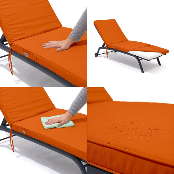 Colchão para Espreguiçadeira 185x60 Laranja, tecido anti-UV e hidrófugo