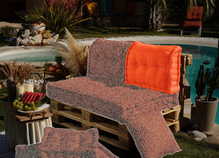Coussin dossier pour palette capitonné en Polyester Orange 60x40x15cm - Deco-arts.fr