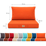 Garden Lounge Cushion Set 60x70 Orange - Removable Cover & UV-Resistant (Seat + Backrest)