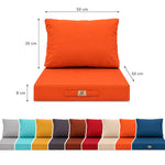 Garden Lounge Cushion Set 50x50 Orange - Removable Cover & UV-Resistant (Seat + Backrest)