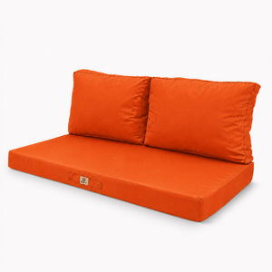 Tuinlounge kussenset 100x50 Oranje - Afneembaar & UV-bestendig (1 Zitting + 2 Rugleuningen)