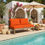 Ensemble Coussins Salon Jardin 120x60 Orange - Déhoussable & Anti-UV (1 Assise + 2 Dossiers)