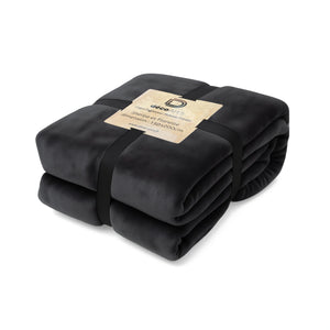 Plaid Sherpa Flanelle 150x200 Gris Anthracite - Double Face Épais 480g/m² (Spécial Canapé)