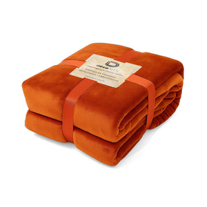 Plaid Sherpa Flanelle 150x200 Terracotta - Double Face Épais 480g/m² (Spécial Canapé)