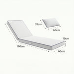 Premium Sonnenliegen-Auflage 190x60 Weiß - 10cm Dick & Kopfkissen (Abnehmbar)