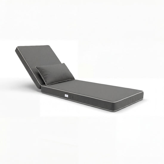 Matelas Transat Premium 190x60 Gris Foncé - Épais 10cm & Têtière (Déhoussable)