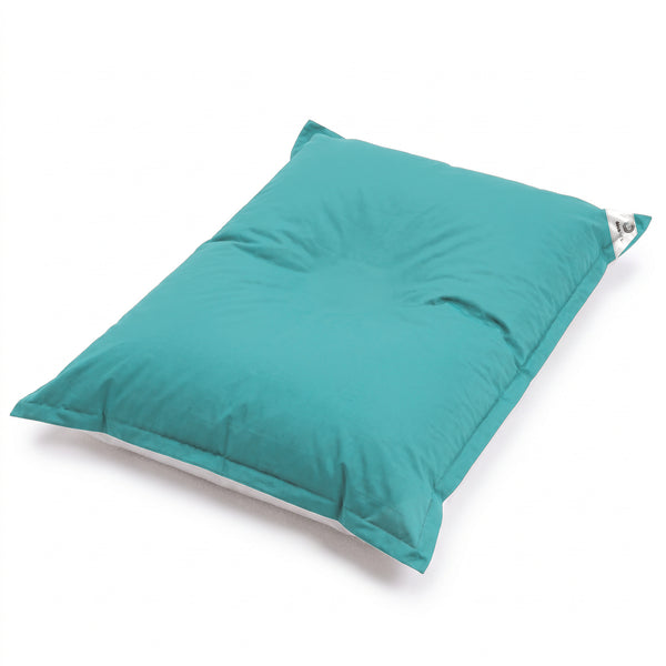 Pouf géant flottant Bleu Caraïbes sur fond blanc, vue plongeante