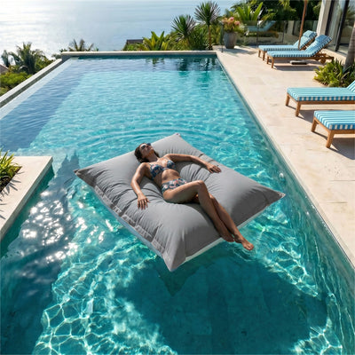 XXL drijvende zitzakhoes 180x140 Kiezelgrijs - (Hoes om zelf te vullen - Spécial Zwembad)
