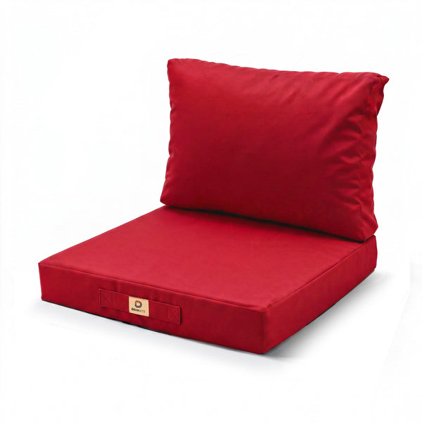 Garden Lounge Cushion Set 60x60 Red - Removable Cover & UV-Resistant (Seat + Backrest)