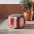 Round Striped Pouf Red - Premium 270g - Height 40cm Diameter 70cm