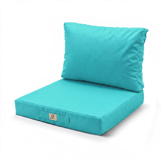 Conjunto de Almofadas para Sala de Jardim 60x60 Azul Caraíbas - Capa Amovível & Anti-UV (Assento + Encosto)