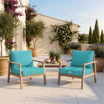 Conjunto de Almofadas para Sala de Jardim 50x50 Azul Caraíbas - Capa Amovível & Anti-UV (Assento + Encosto)