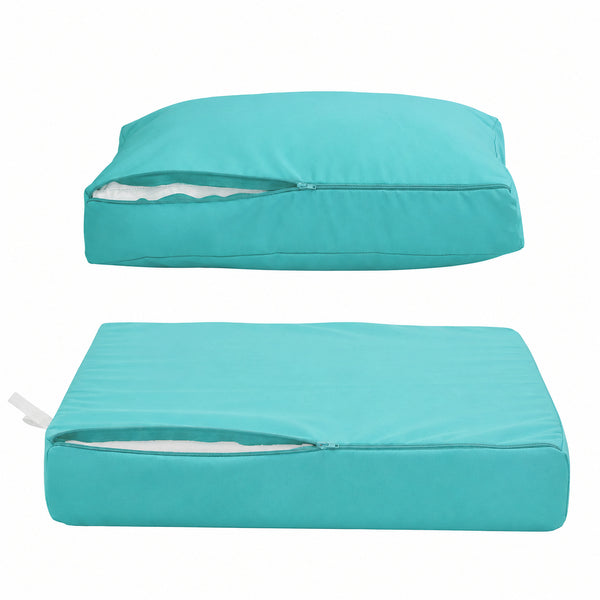 Conjunto de Almofadas para Sala de Jardim 60x60 Azul Caraíbas - Capa Amovível & Anti-UV (Assento + Encosto)