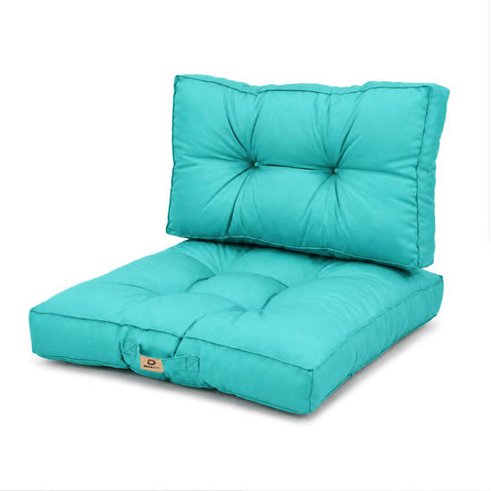 Conjunto de Almofadas Acolchoadas 60x60 Azul Caraíbas - Espesso 15cm & Macio (Assento + Encosto)