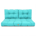 Tufted Bench Cushion Set 100x50 Caribbean Blue - Thick 15cm (1 Seat + 2 Backrests)