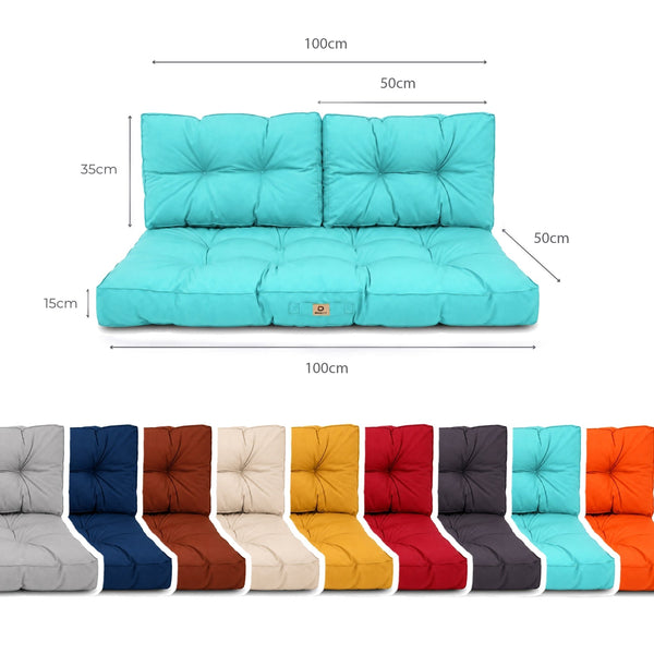 Gewatteerde bankkussenset 100x50 Caribisch Blauw, polyester stof