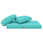 Ensemble Coussins Salon Jardin 100x50 Bleu Caraïbes - Déhoussable & Anti-UV (1 Assise + 2 Dossiers)