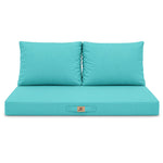 Ensemble Coussins Salon Jardin 120x60 Bleu Caraïbes - Déhoussable & Anti-UV (1 Assise + 2 Dossiers)