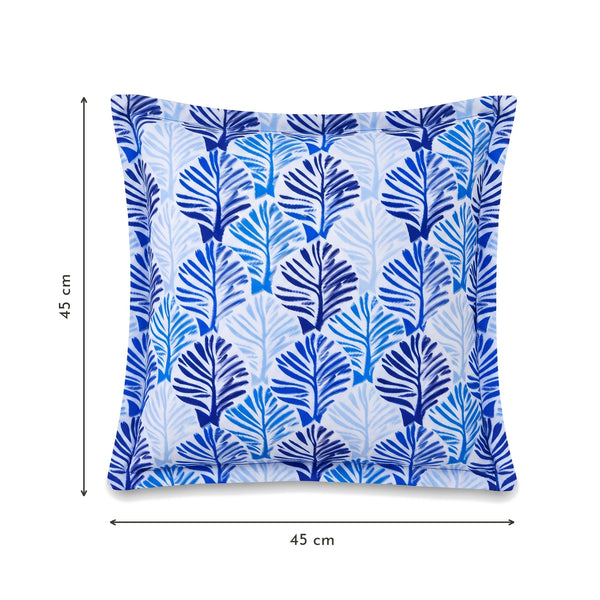 Sierkussen 45x45 motief Blauw Bladmotief – afmetingen 45 x 45 cm