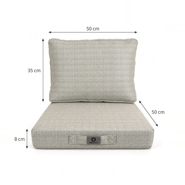 Gartenlounge-Kissen-Set 50x50 Beige Chiné Turquoise - Sitzfläche + Rückenlehne (Premium 270g)