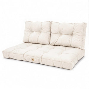 Ensemble Coussins Capitonné Banquette 120x60 Blanc Cassé - Épais 15cm (1 Assise + 2 Dossiers)