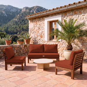 Tuinlounge kussenset 100x50 Terracotta - Afneembaar & UV-bestendig (1 Zitting + 2 Rugleuningen)