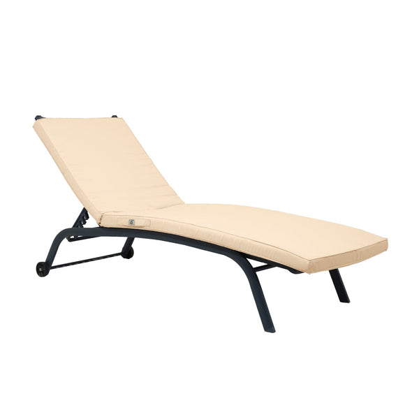 Coussin de bain de soleil beige pour transat, déhoussable et imperméable, dimensions 185x60 cm, par Deco-arts.fr