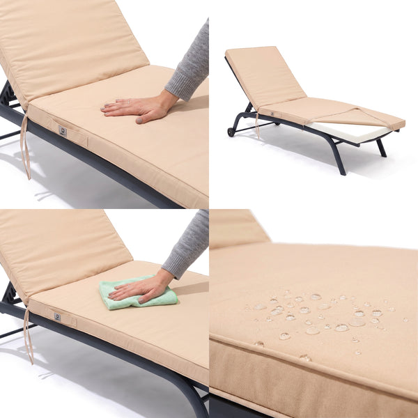 Matelas Bain de Soleil 185x60 Beige, tissu anti-UV et déperlant