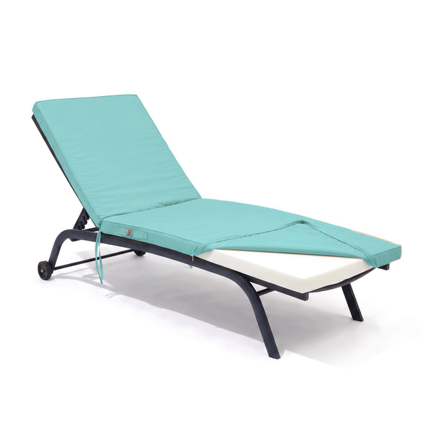 Matelas Bain de Soleil 185x60 Bleu Caraïbes, housse déhoussable