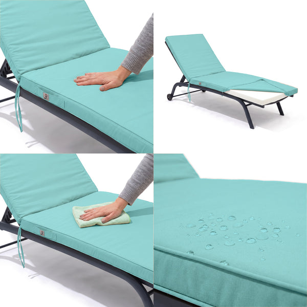 Matelas Bain de Soleil 185x60 Bleu Caraïbes, tissu anti-UV et déperlant