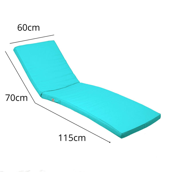 Matelas bain de soleil 185x60 cm Bleu Caraïbes pour transat, déhoussable et imperméable, par Deco-arts.fr