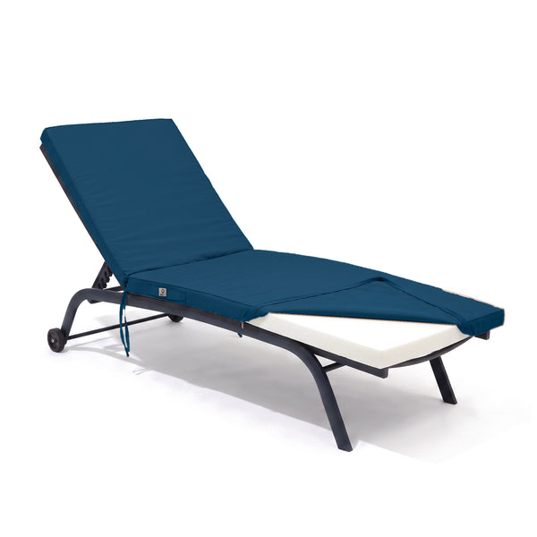 Matelas Bain de Soleil 185x60 Bleu Pétrole, housse déhoussable