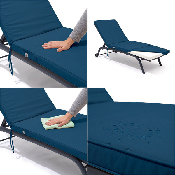 Matelas Bain de Soleil 185x60 Bleu Pétrole, tissu anti-UV et déperlant