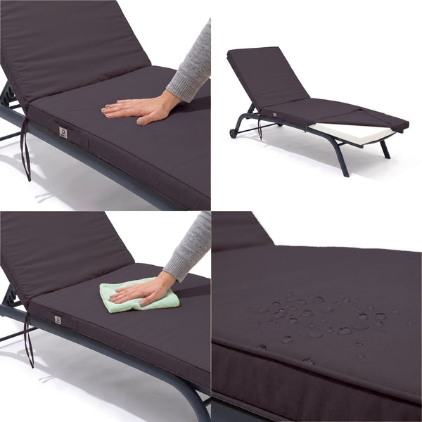 Matelas Bain de Soleil 185x60 Gris Carbone, tissu anti-UV et déperlant