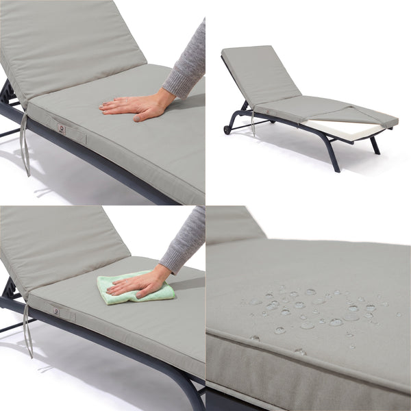 Sonnenliegen-Auflage 185x60 Kieselgrau, UV-beständiger und wasserabweisender Stoff