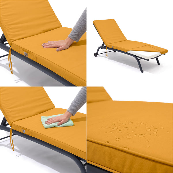 Matelas Bain de Soleil 185x60 Jaune Miel, tissu anti-UV et déperlant