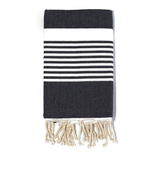 Fouta en coton arthur 100x200cm bleu marine - Deco-arts.fr