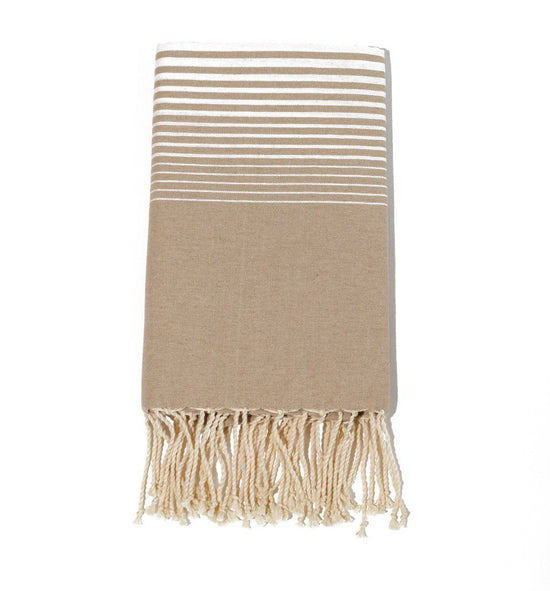 Fouta en coton miami 100x200cm beige - Deco-arts.fr