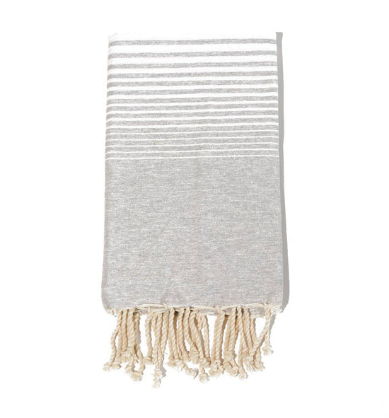 Fouta en coton miami 100x200cm gris argent - Deco-arts.fr
