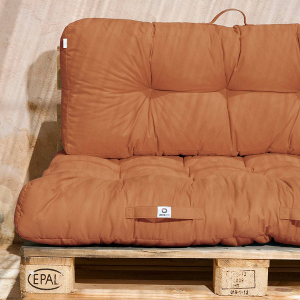 Ensemble de coussins pour palette 120x80 cm, rouille, imperméables, épais 15 cm, pour fauteuils et canapés, Deco-arts.fr