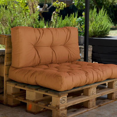 Ensemble de 2 coussins pour palette en tissu rouille, imperméables, épais 15cm pour fauteuils et canapés, anti-UV.