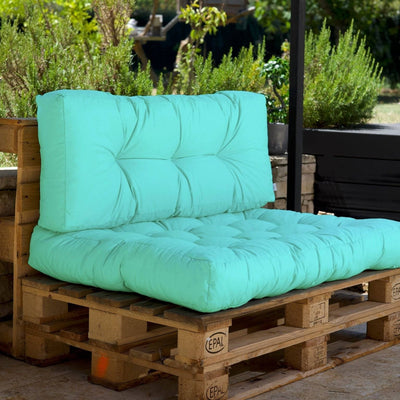 Lot coussins extérieur pour palette vert mint 120x80 Imperméables Anti-UV DECOARTS - Deco-arts.fr