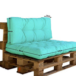 Ensemble de coussins palette vert mint pour fauteuils et canapés, imperméables et épais 15cm, style extérieur, Deco-arts.fr