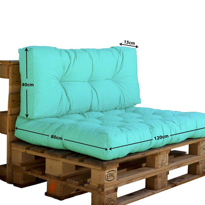 Ensemble de coussins palette vert mint pour fauteuils et canapés, imperméables et épais 15cm, style extérieur, Deco-arts.fr