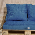 Palletkussenset met afneembare hoes 120x80 Petroleumblauw - Waterdicht & Extérieur (1 Zitting + 2 Rugleuningen)